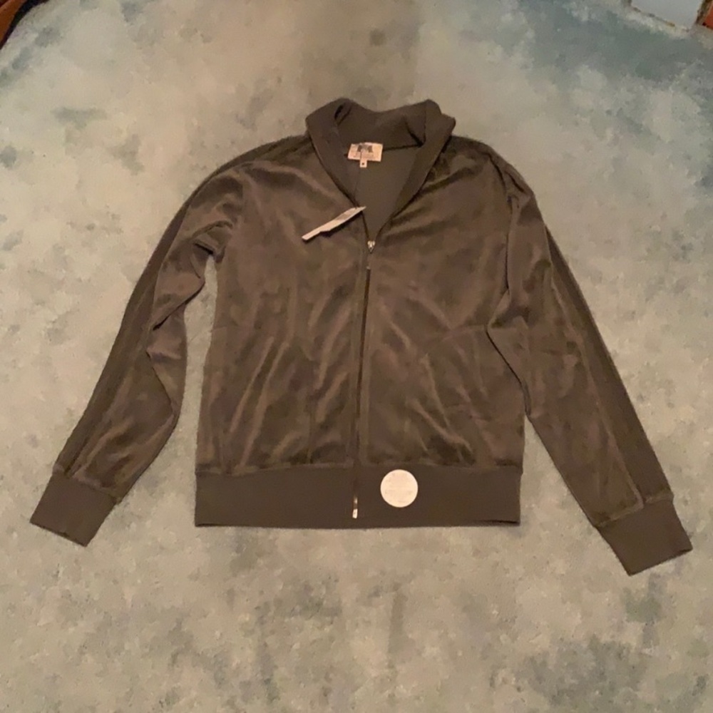 JUICY COUTURE Vintage Gray Velour Gloomsville Tracksuit Top M